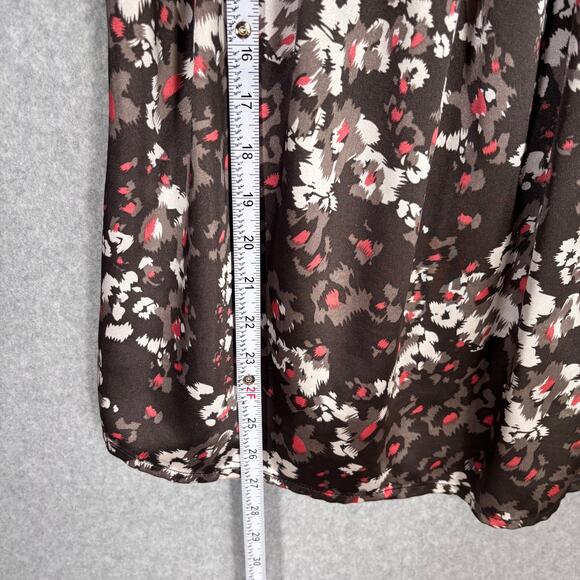 Apostrophe Babydoll Satin Blouse Large Chocolate Flowy Y2K 90s Cottage Prairie - Picture 4 of 8